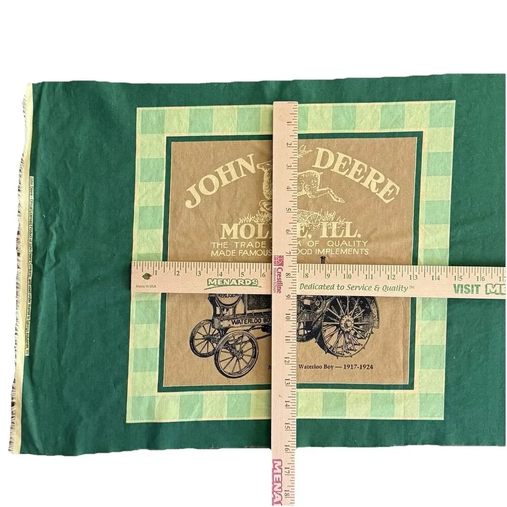 Vtg John Deere Tractor Green Pillow Panels Fabric 15